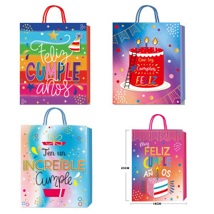 BOLSA REGALO FELIZ CUMPLEAÑOS 18*23*8CM (PQTX12)