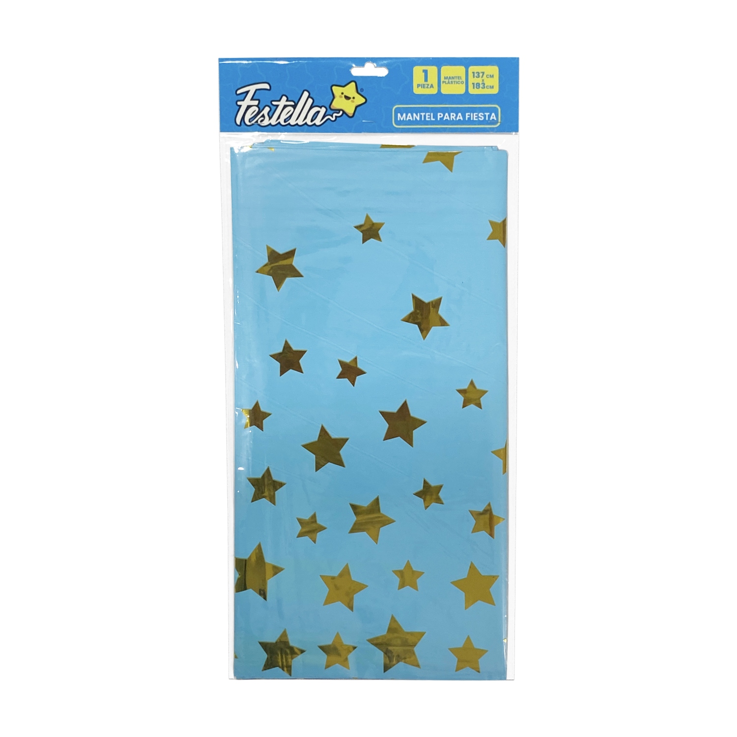 MANTEL DE FIESTA ESTRELLAS AZUL CLARO (PQTX10)