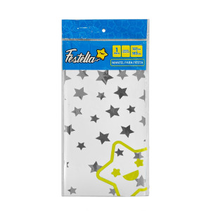 MANTEL DE FIESTA ESTRELLAS BLANCO (PQTX10)