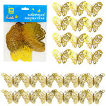 MARIPOSA DECORATIVA DORADA X12 (PQTX12XMOD)