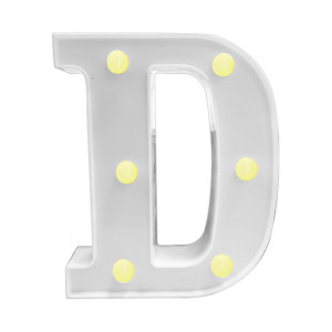 LAMPARA DE LETRA D 21.8CM FONDO BLANCO LUZ CALIDA