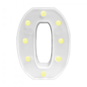 LAMPARA DE LETRA O 21.8CM FONDO BLANCO LUZ CALIDA