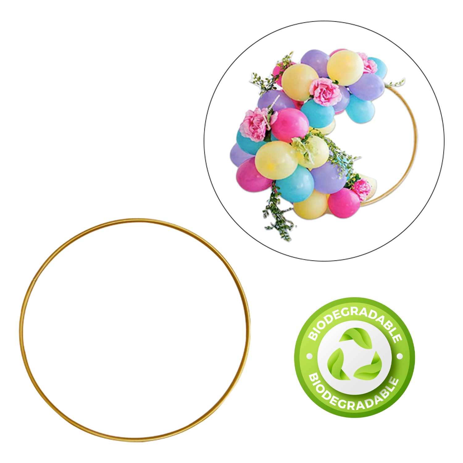 ARO DE GLOBO DORADO 44CM BIODEGRADABLE (PQTX12)