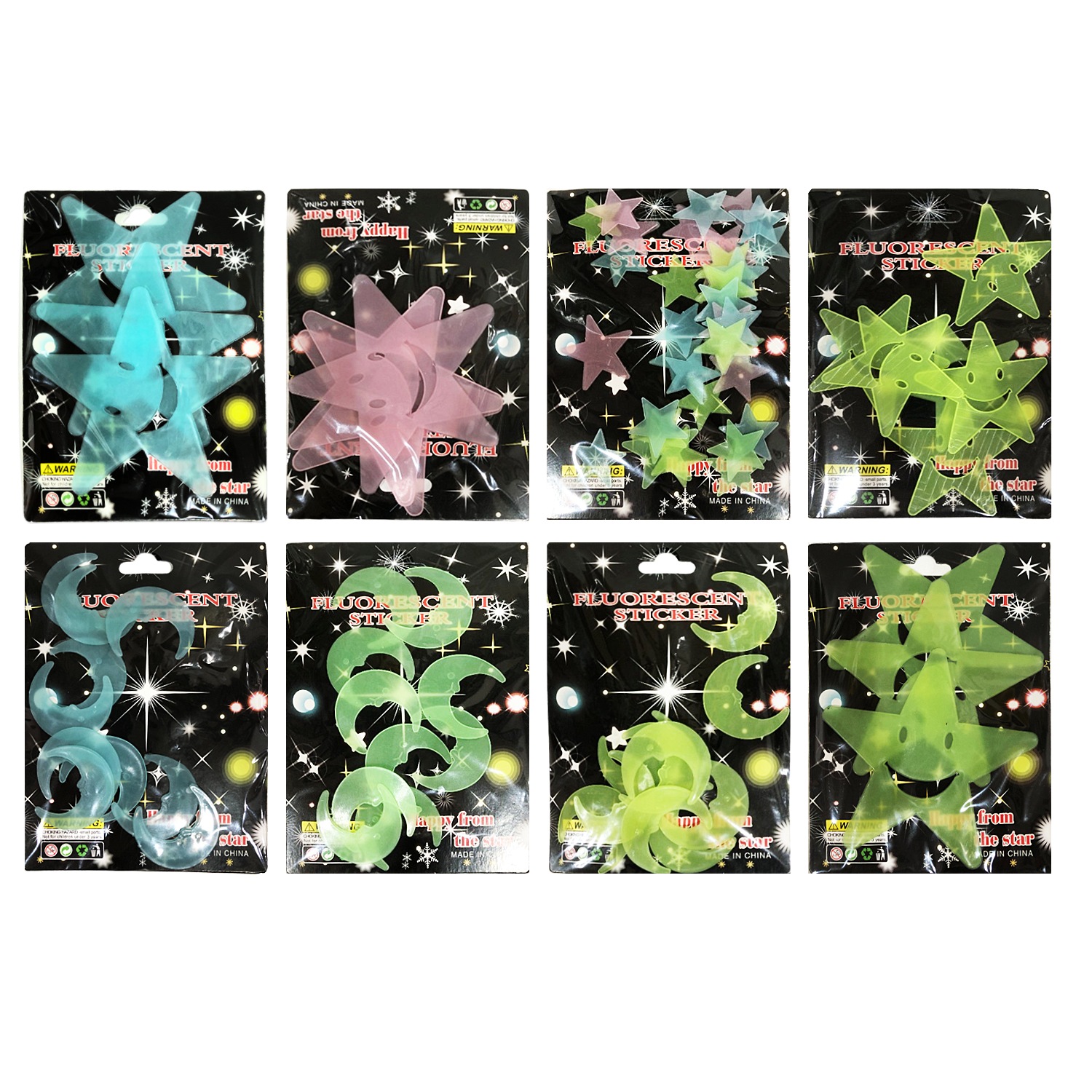 FIGURAS NEON ADHESIVAS PARA FIESTA (PQTX12)