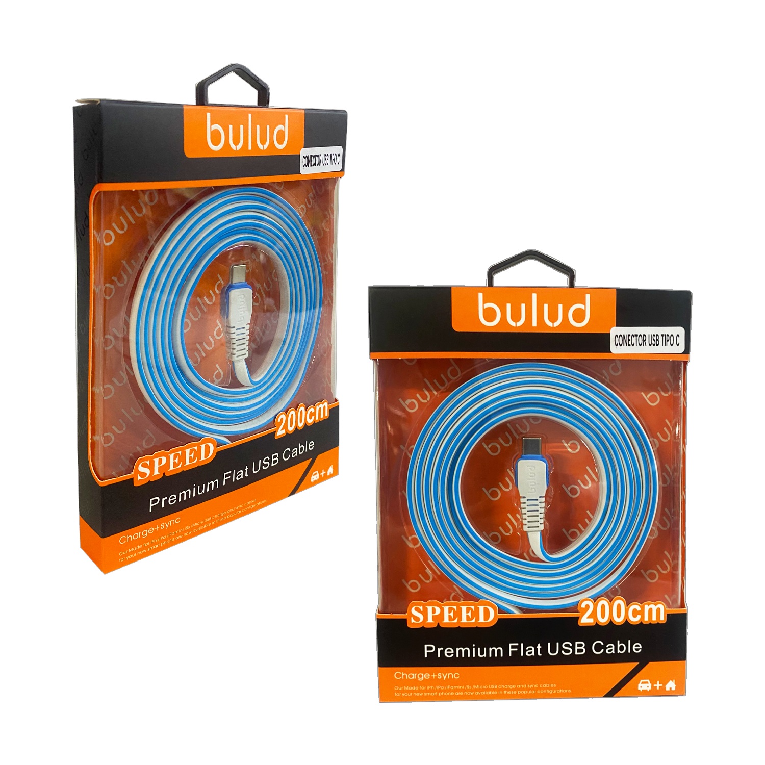 CABLE USB PLANO TIPO C EN CAJA 2MT